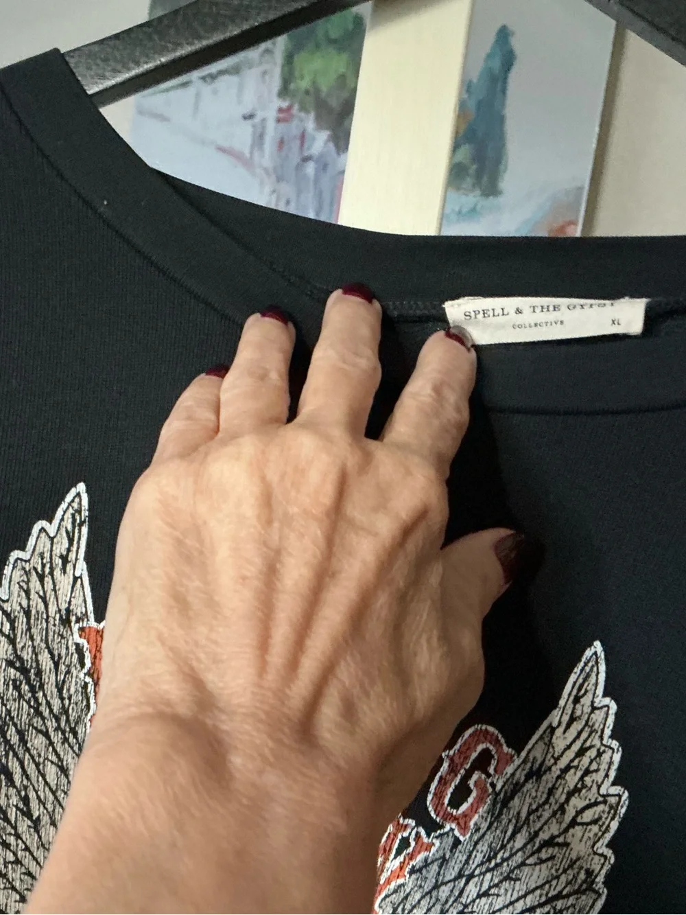 Spell Black Crewneck Sweatshirt with Winged Heart Graphic - Picture 3 of 4